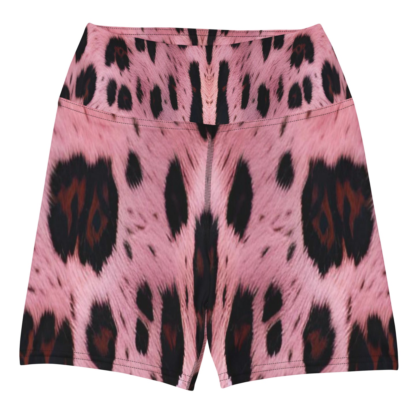 Pink Leopard Fur Custom Print Yoga Shorts