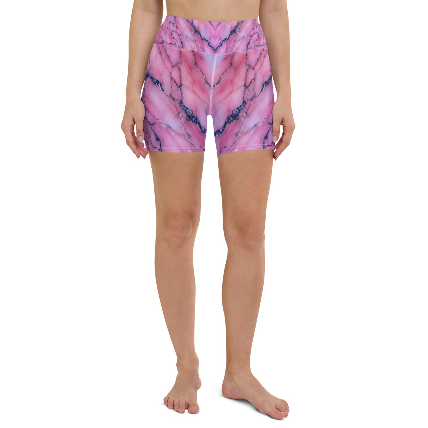 Pink Marble Custom Print Yoga Shorts