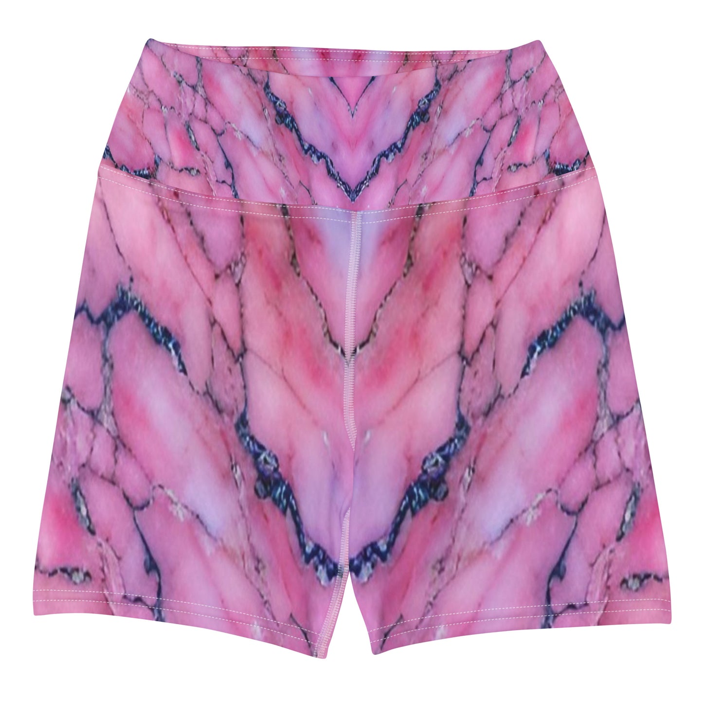 Pink Marble Custom Print Yoga Shorts