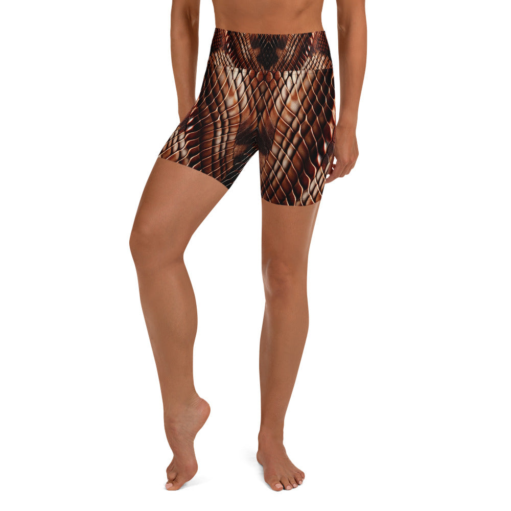 Copperhead Snake Print Yoga Shorts For Women