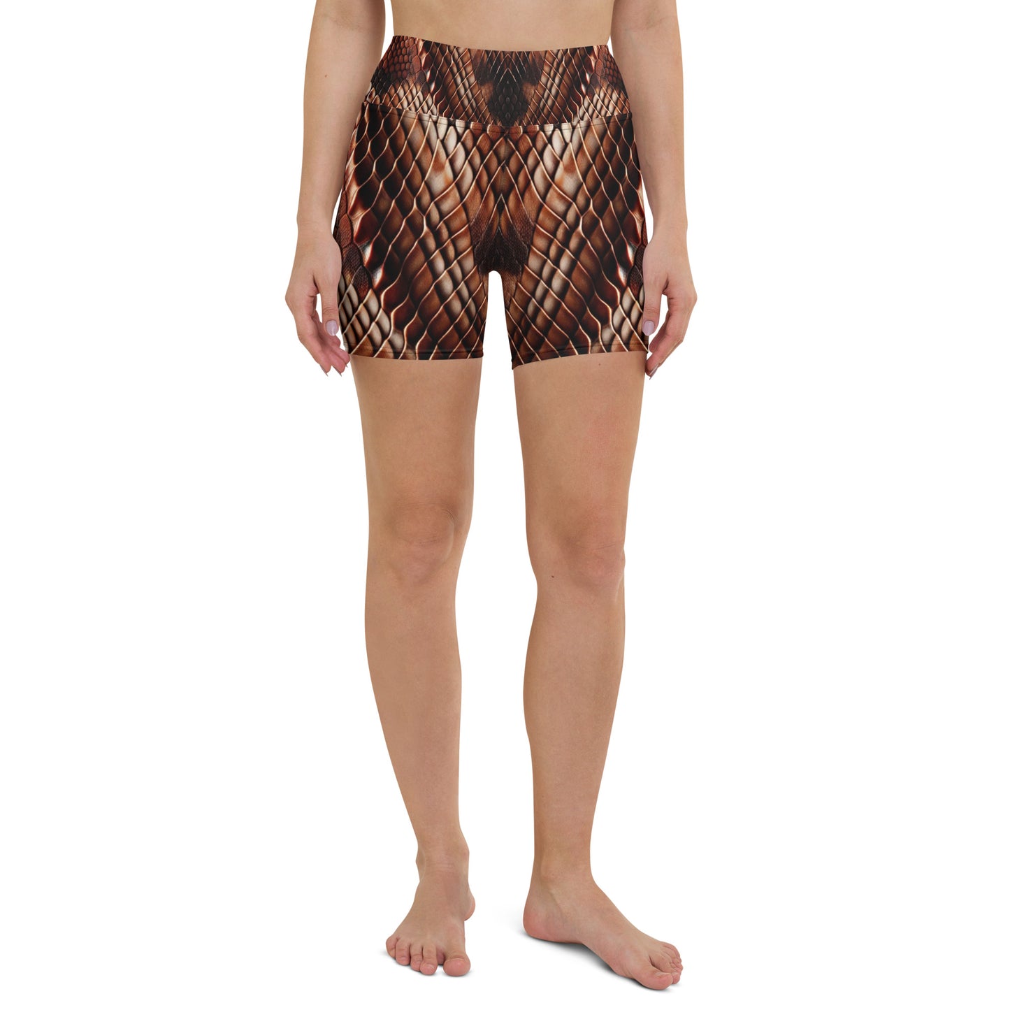 Copperhead Snake Print Yoga Shorts For Women