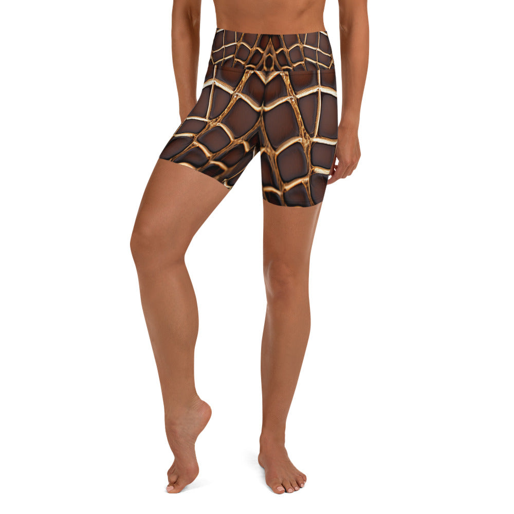 Reptile Print Yoga Shorts For Women