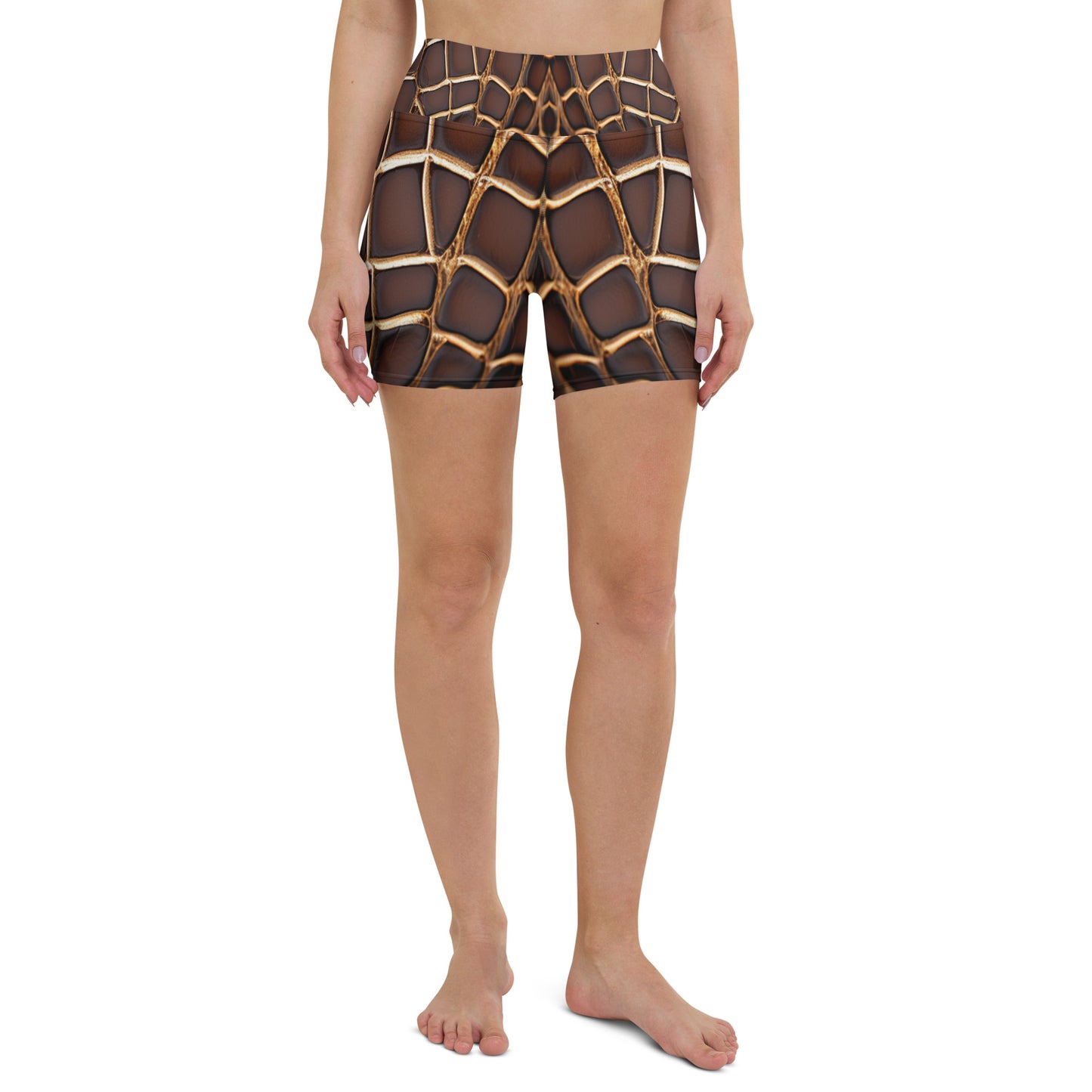 Reptile Print Yoga Shorts For Women
