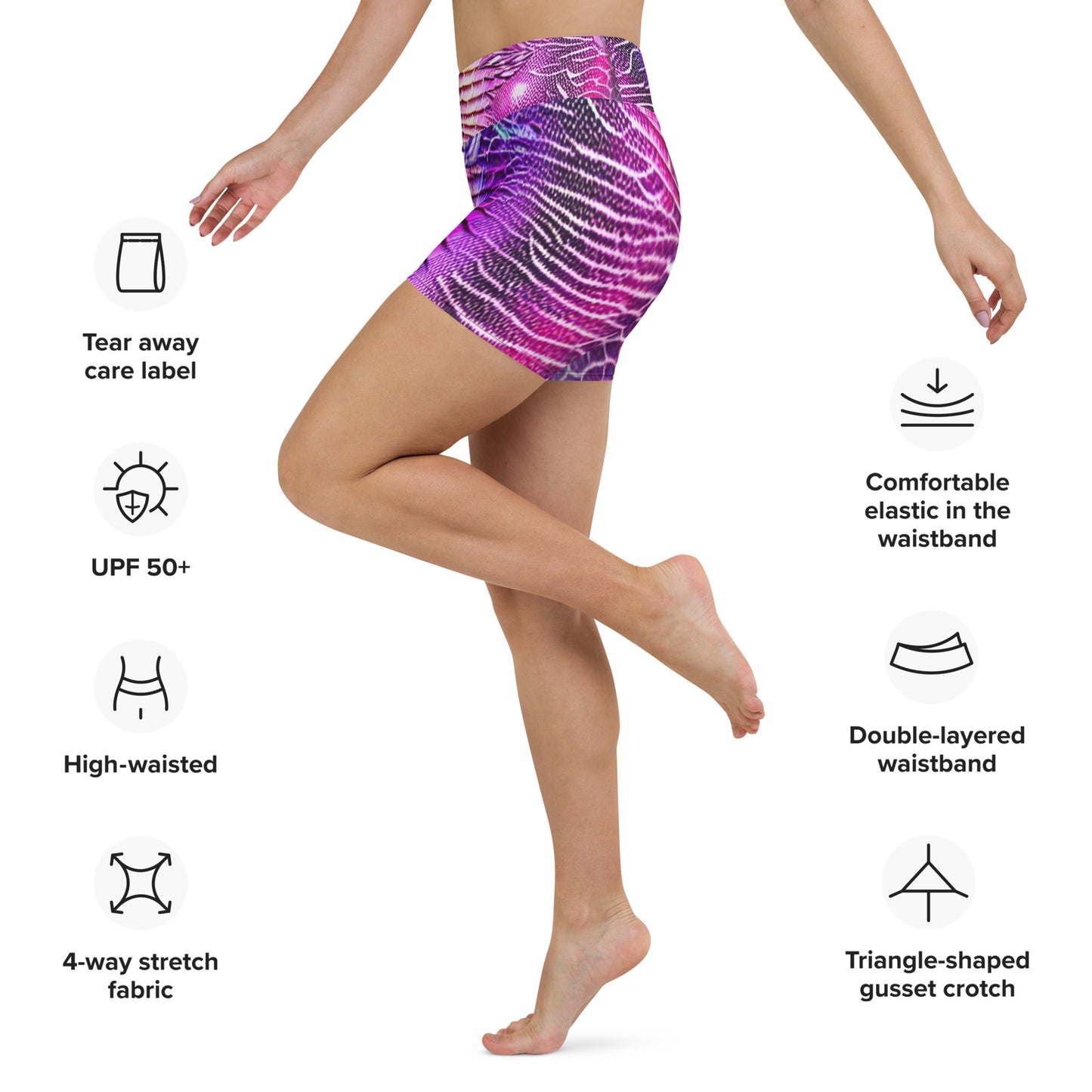 Pink & Purple Shimmering Scales Custom Print Yoga Shorts