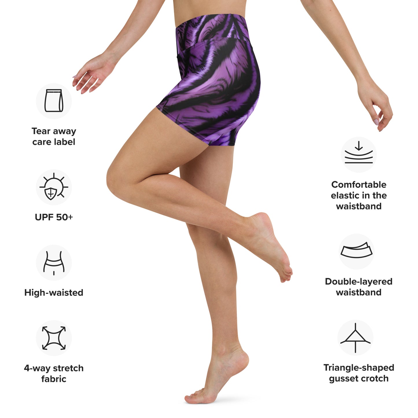 Purple Tiger Custom Print Yoga Shorts
