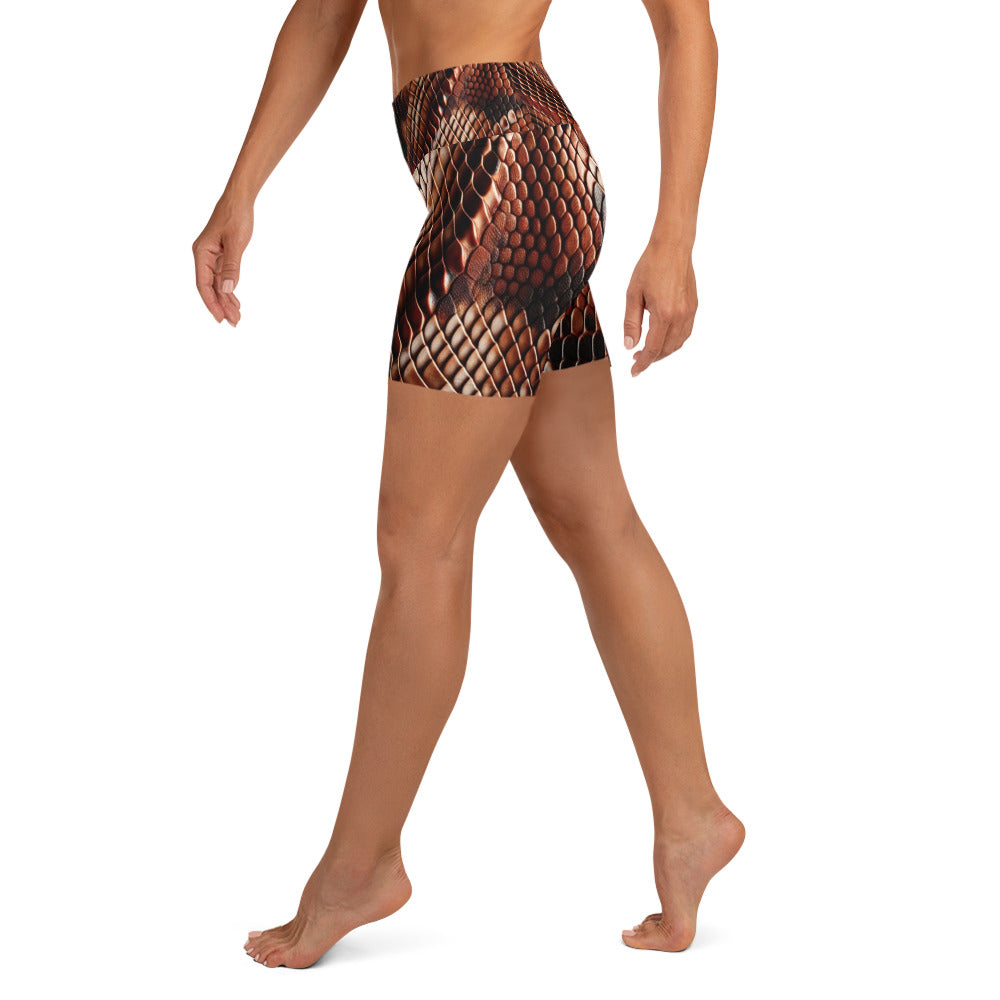 Copperhead Snake Print Yoga Shorts For Women