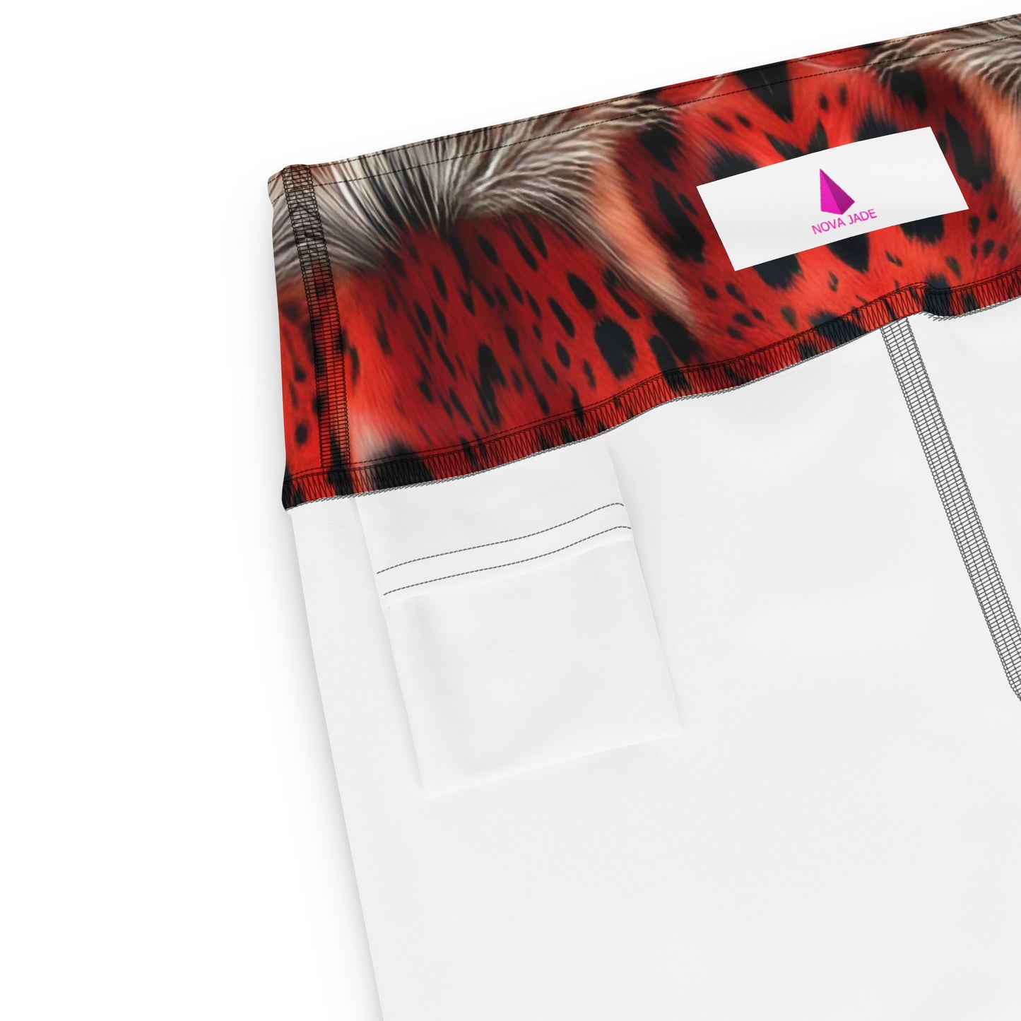 Red Leopard Fur Custom Print Yoga Shorts