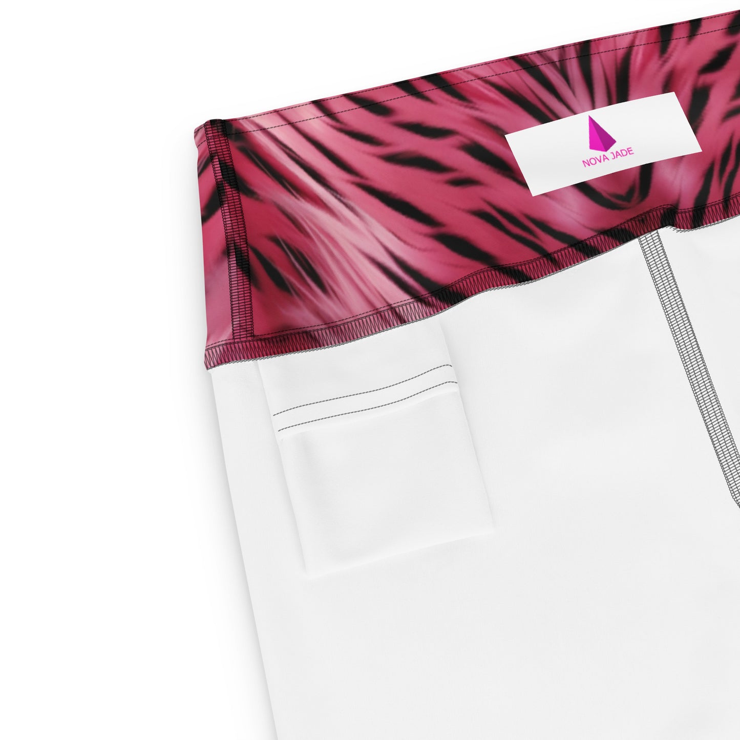 Pink and Black Striped Fur Custom Print Yoga Shorts