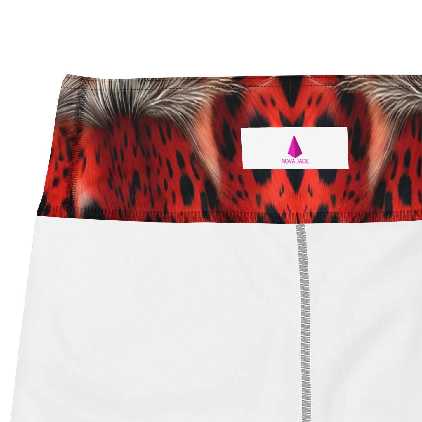 Red Leopard Fur Custom Print Yoga Shorts