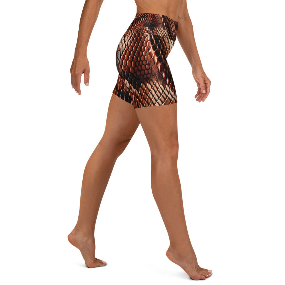 Copperhead Snake Print Yoga Shorts For Women