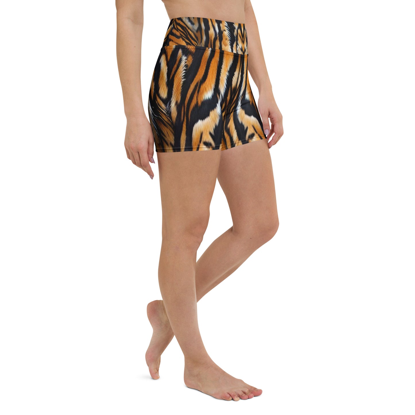 Tiger Fur Custom Print Yoga Shorts