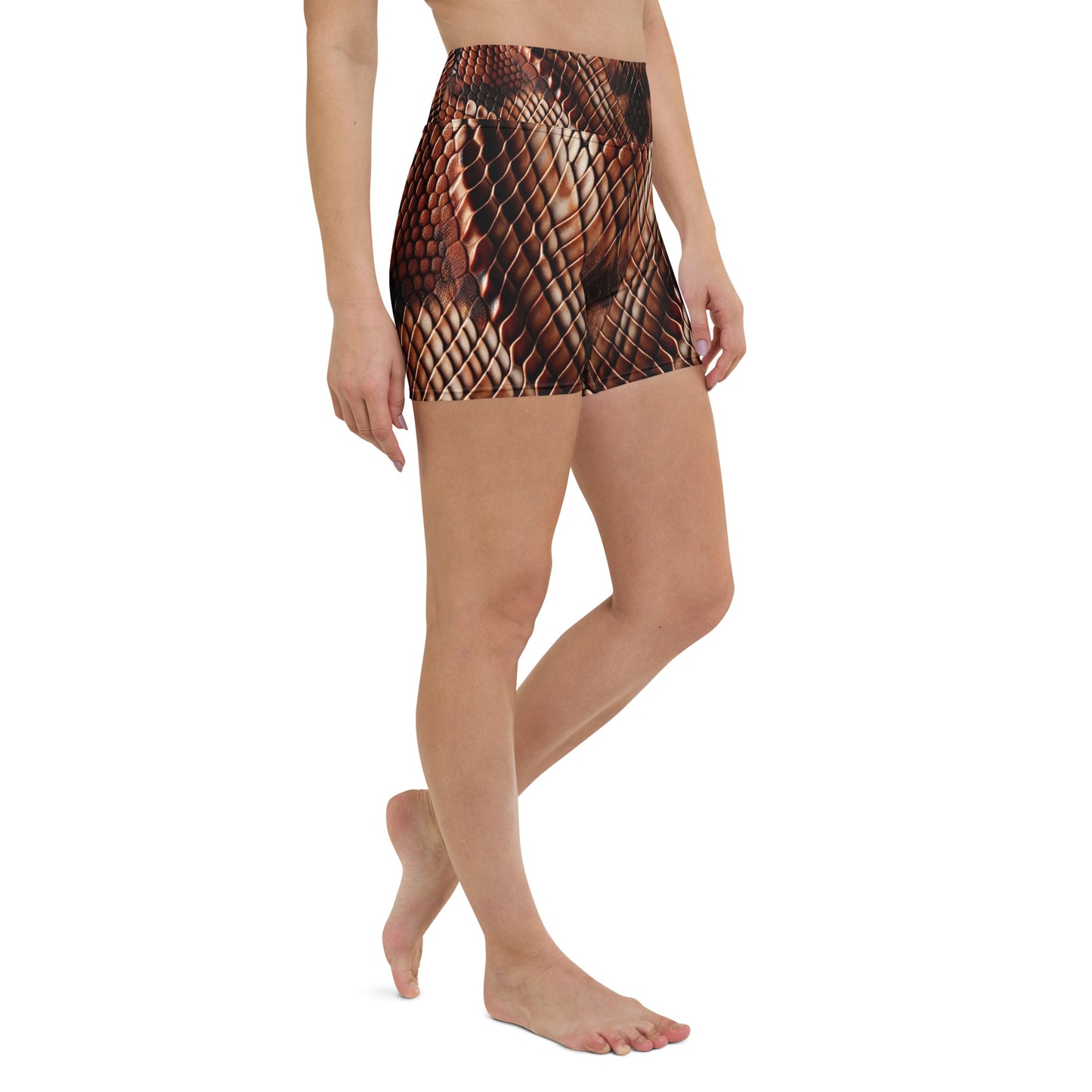 Copperhead Snake Print Yoga Shorts For Women