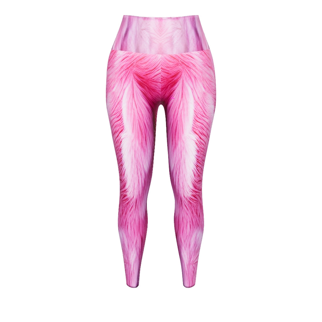 Fluffy Pink Fur Custom Print Yoga Leggings