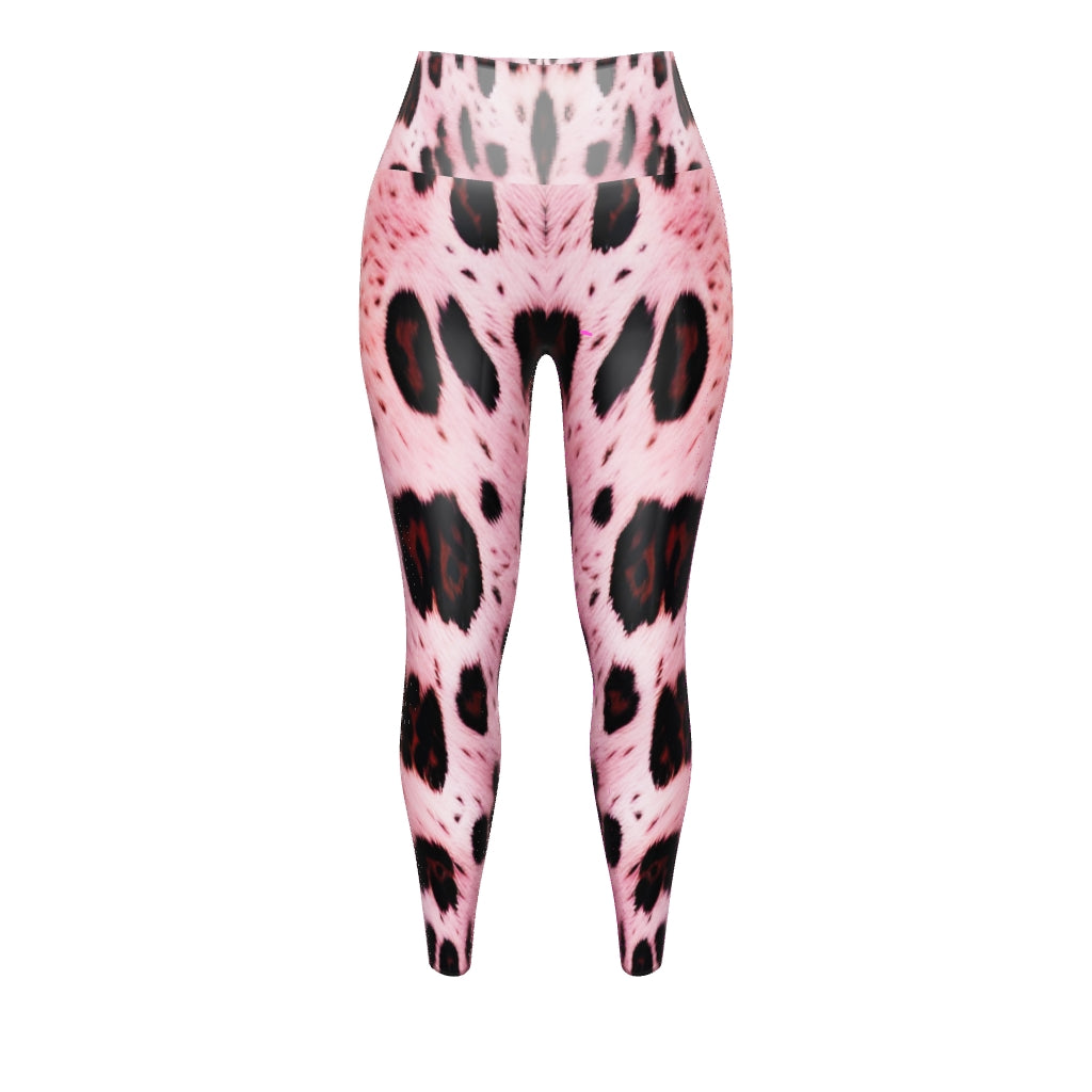 Pink Leopard Fur Custom Print Yoga Leggings