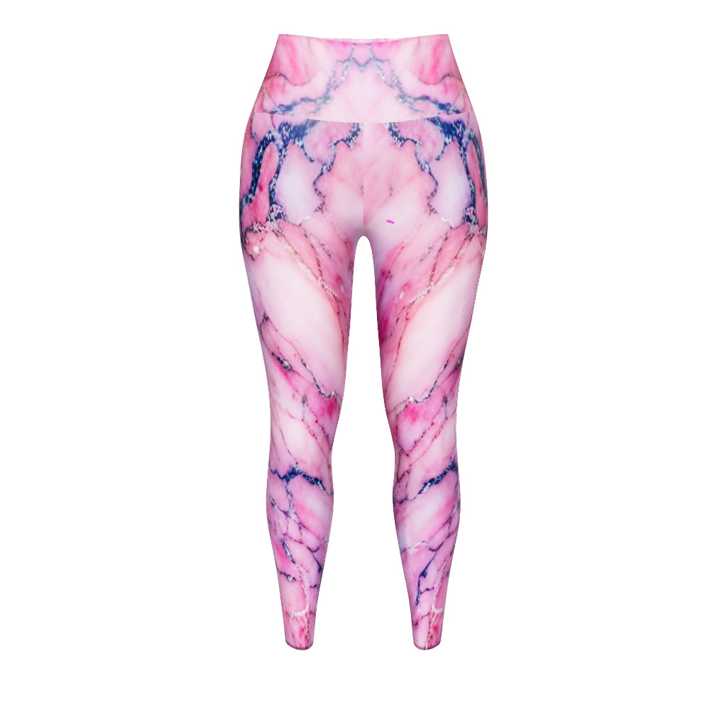 Pink Marble Custom Print Yoga Leggings
