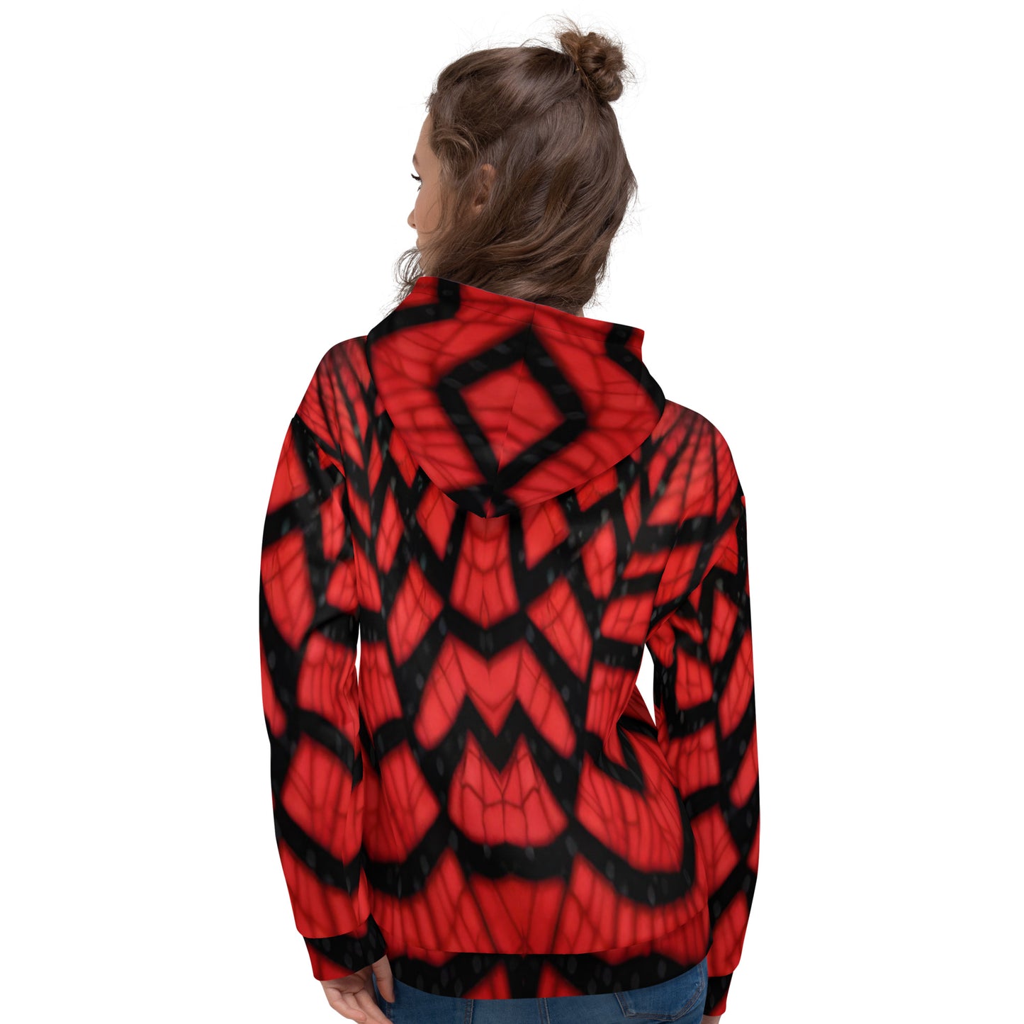 Black & Red Spiderwebs Unisex Designer Hoodie
