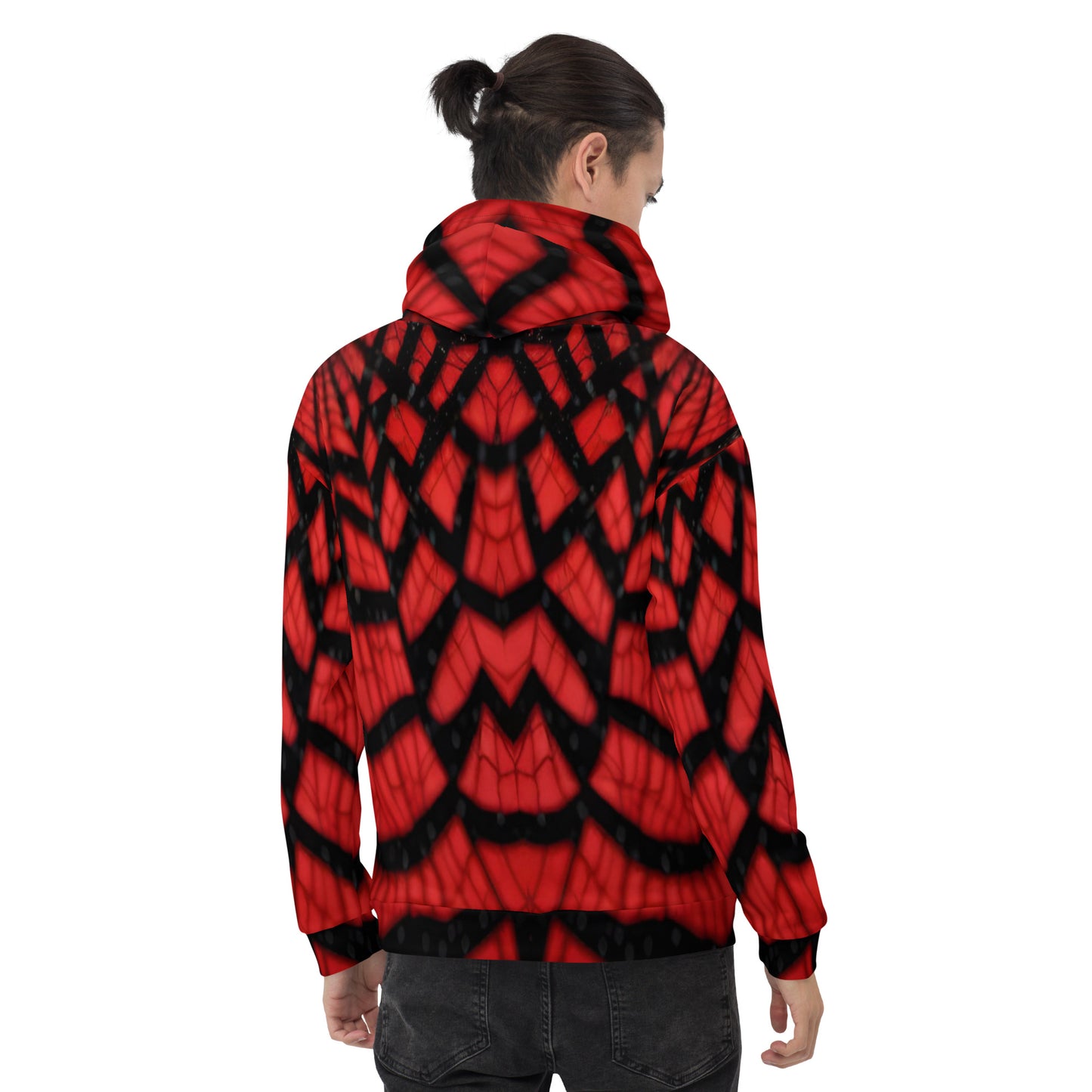 Black & Red Spiderwebs Unisex Designer Hoodie