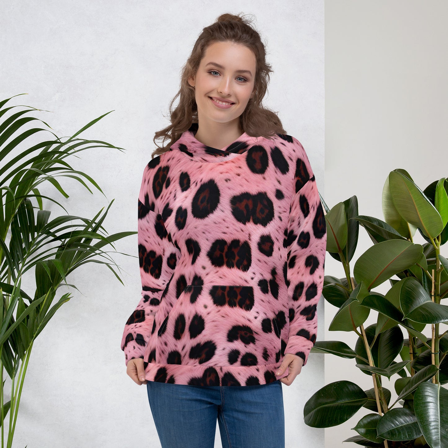 Pink Leopard Fur Unisex Designer Hoodie