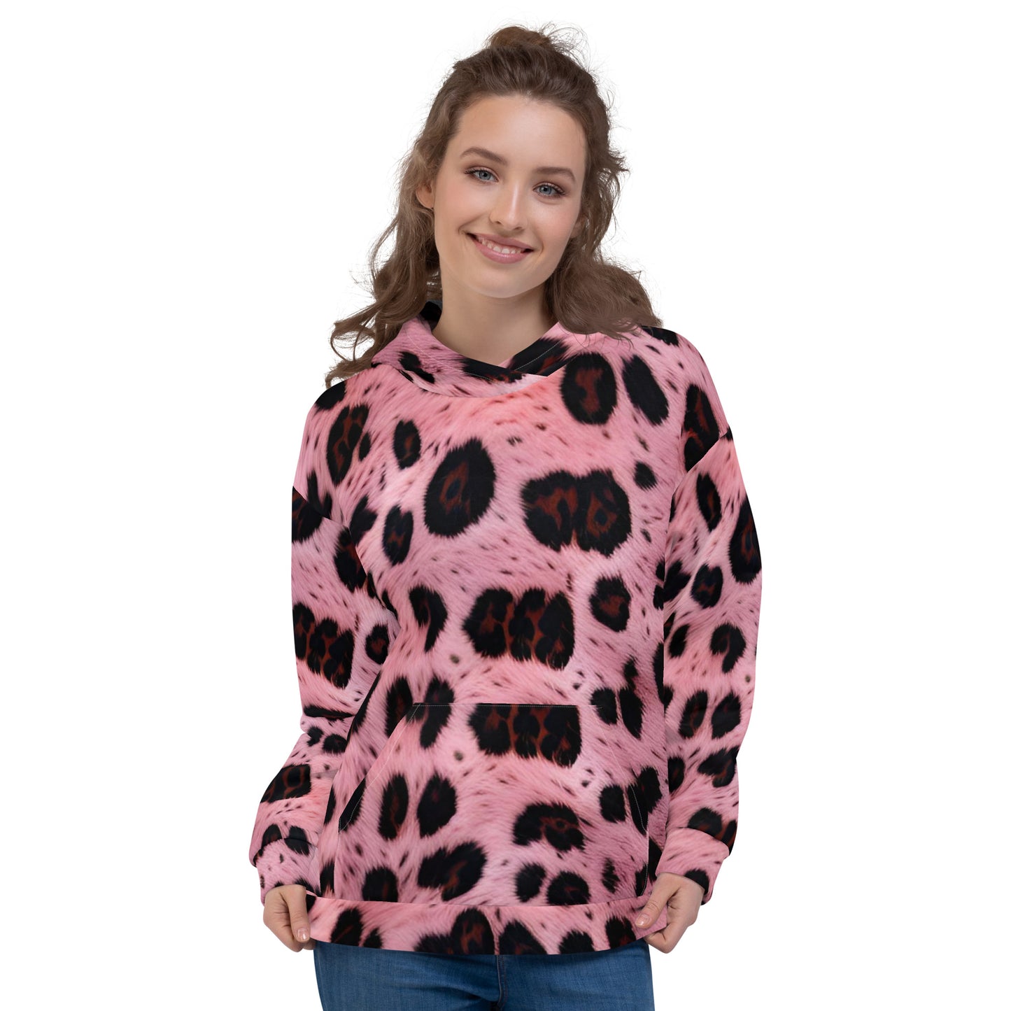 Pink Leopard Fur Unisex Designer Hoodie