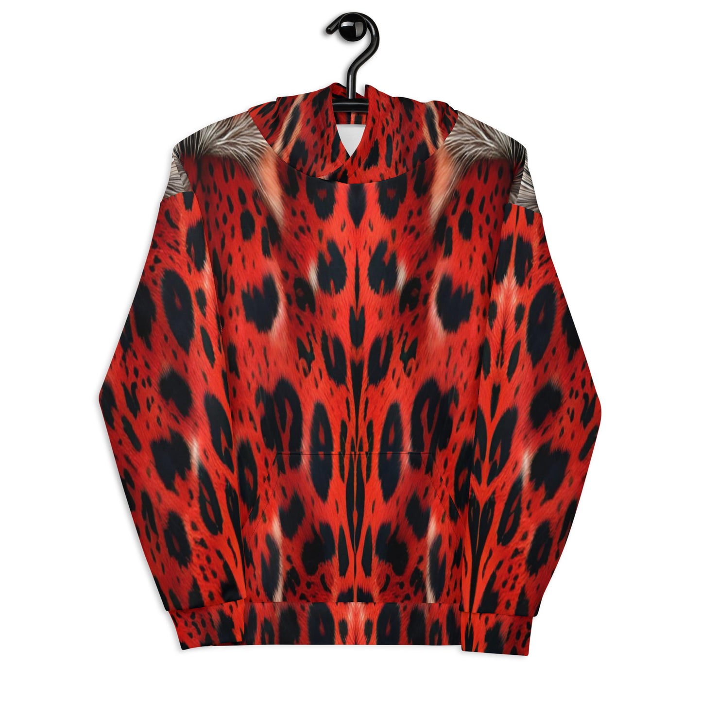 Red Leopard Fur Unisex Designer Hoodie