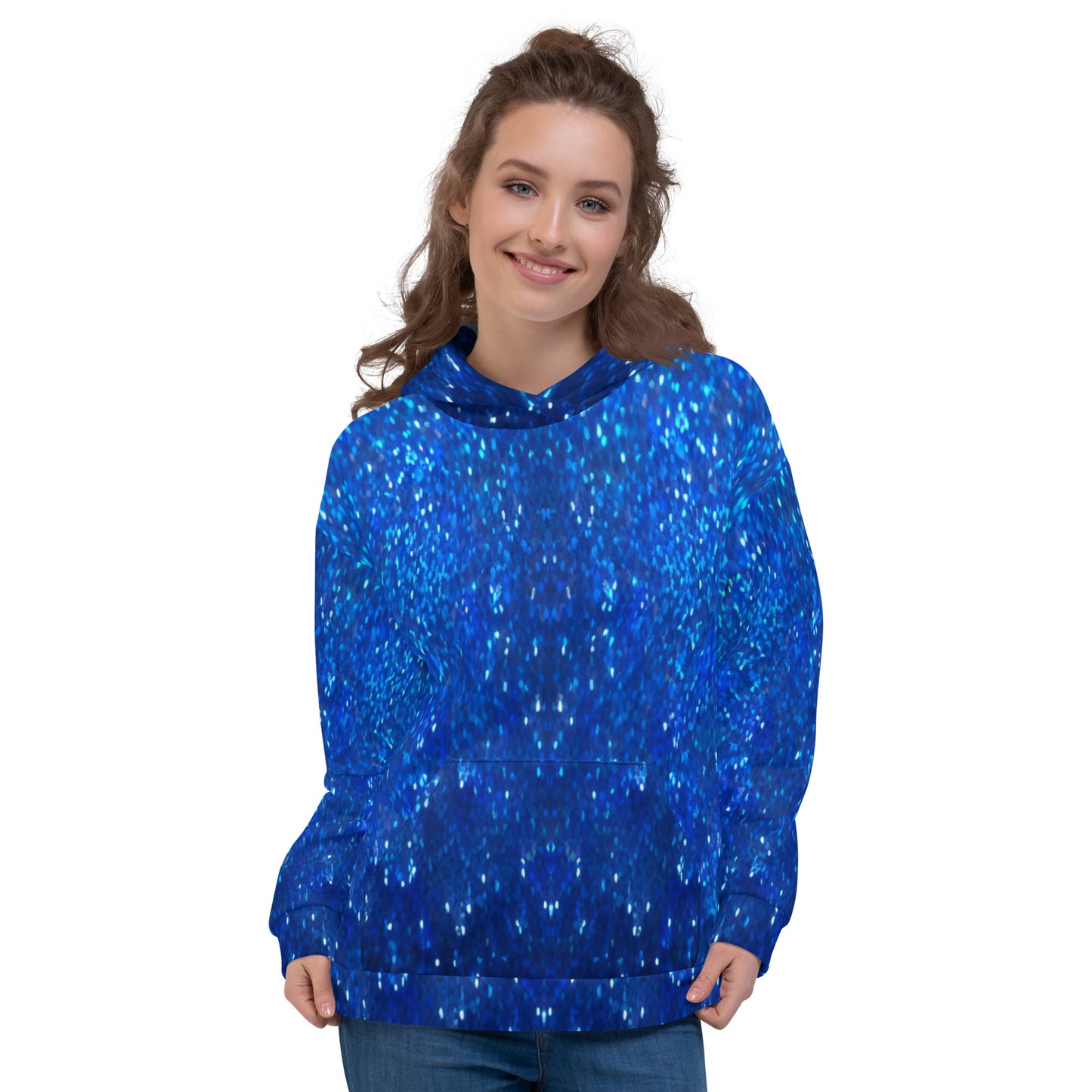Blue Glitter Unisex Designer Hoodie