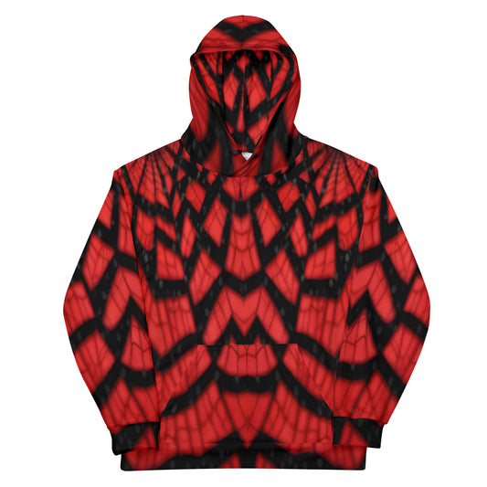 Black & Red Spiderwebs Unisex Designer Hoodie