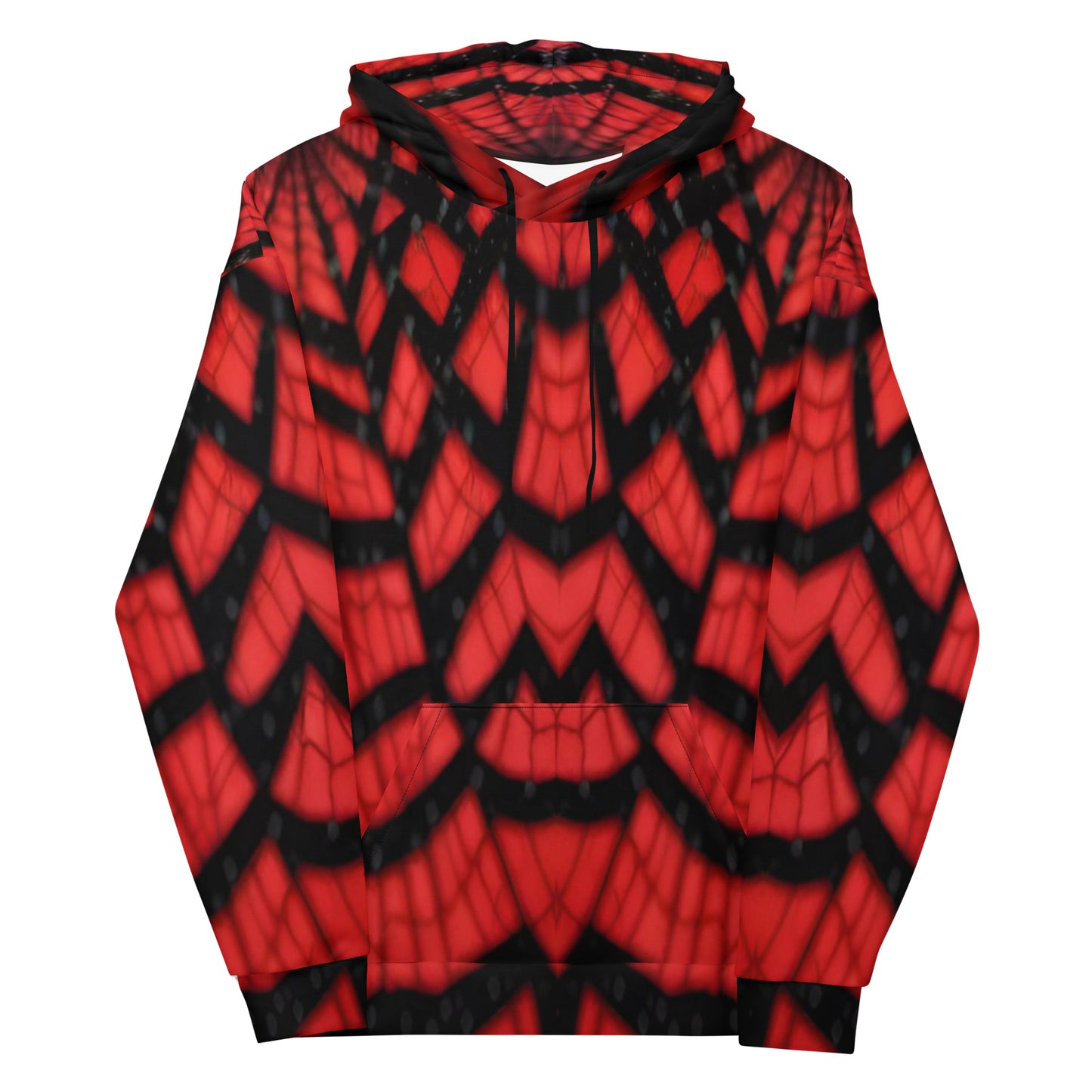 Black & Red Spiderwebs Unisex Designer Hoodie