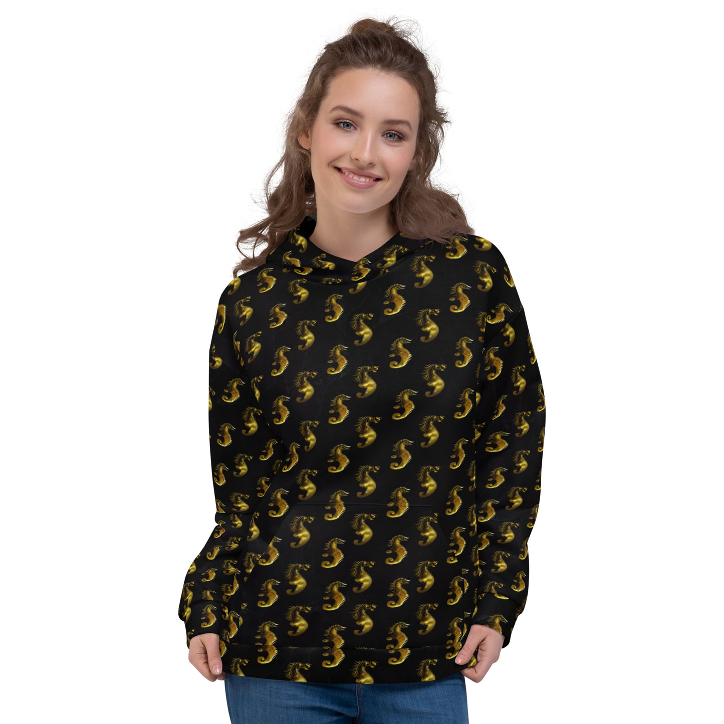Gold Seahorse Unisex Designer Hoodie