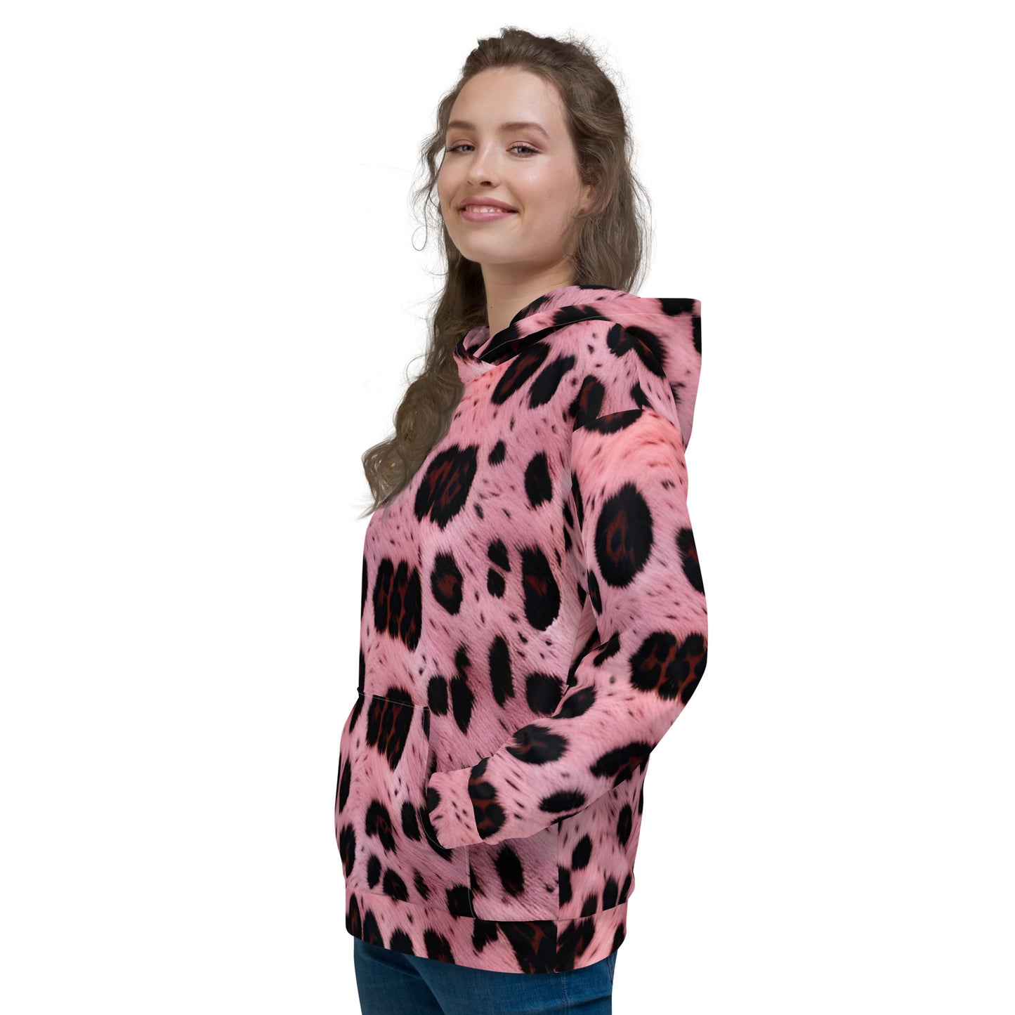 Pink Leopard Fur Unisex Designer Hoodie