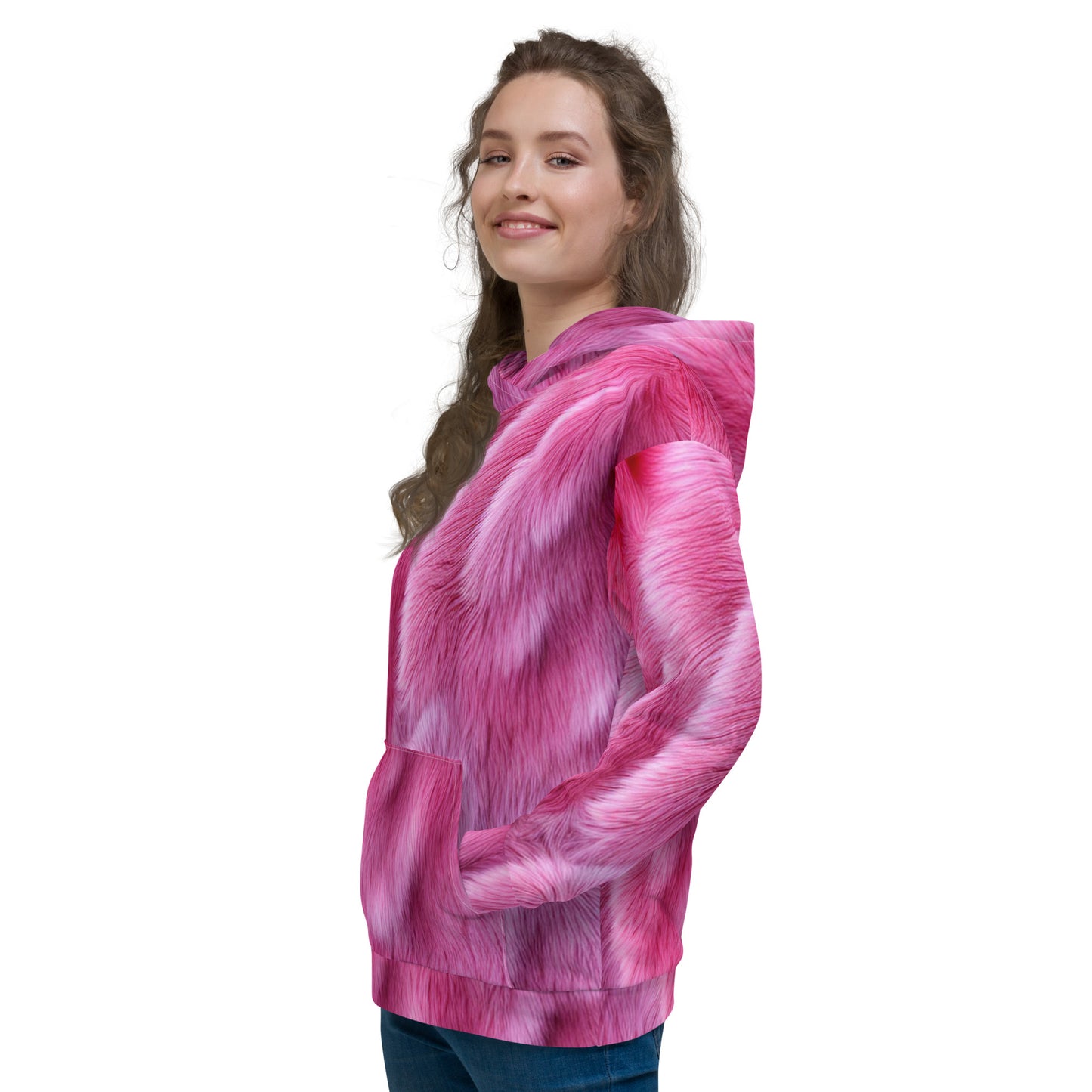 Fluffy Pink Fur Unisex Designer Hoodie