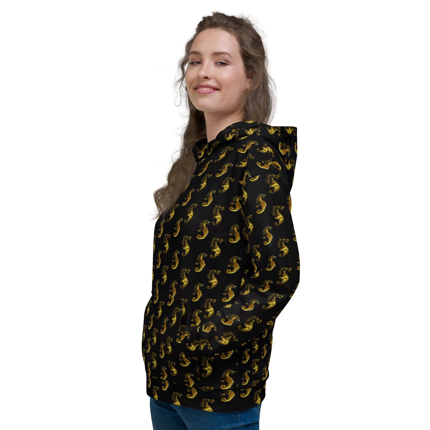 Gold Seahorse Unisex Designer Hoodie