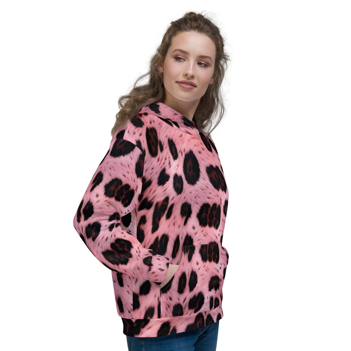 Pink Leopard Fur Unisex Designer Hoodie