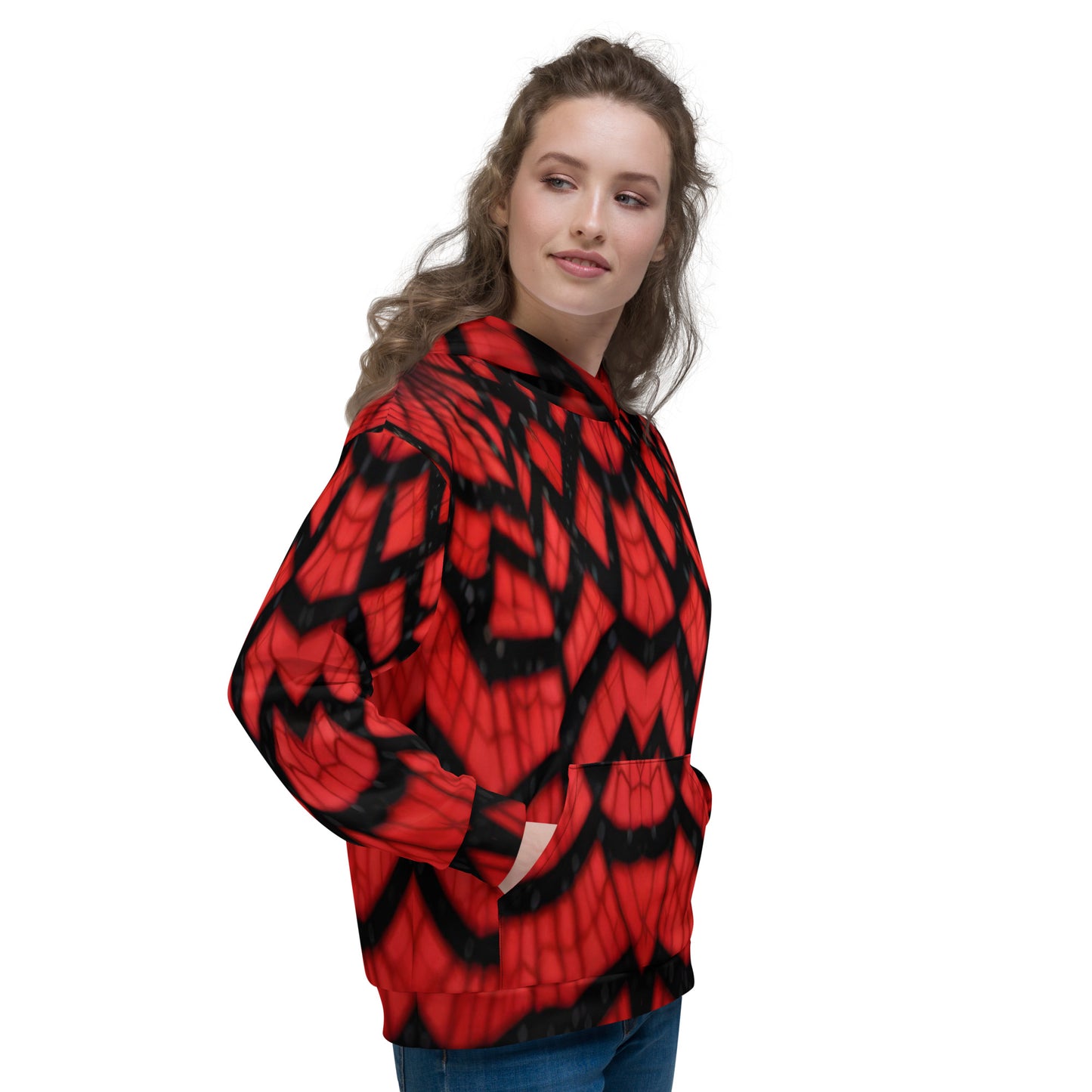 Black & Red Spiderwebs Unisex Designer Hoodie