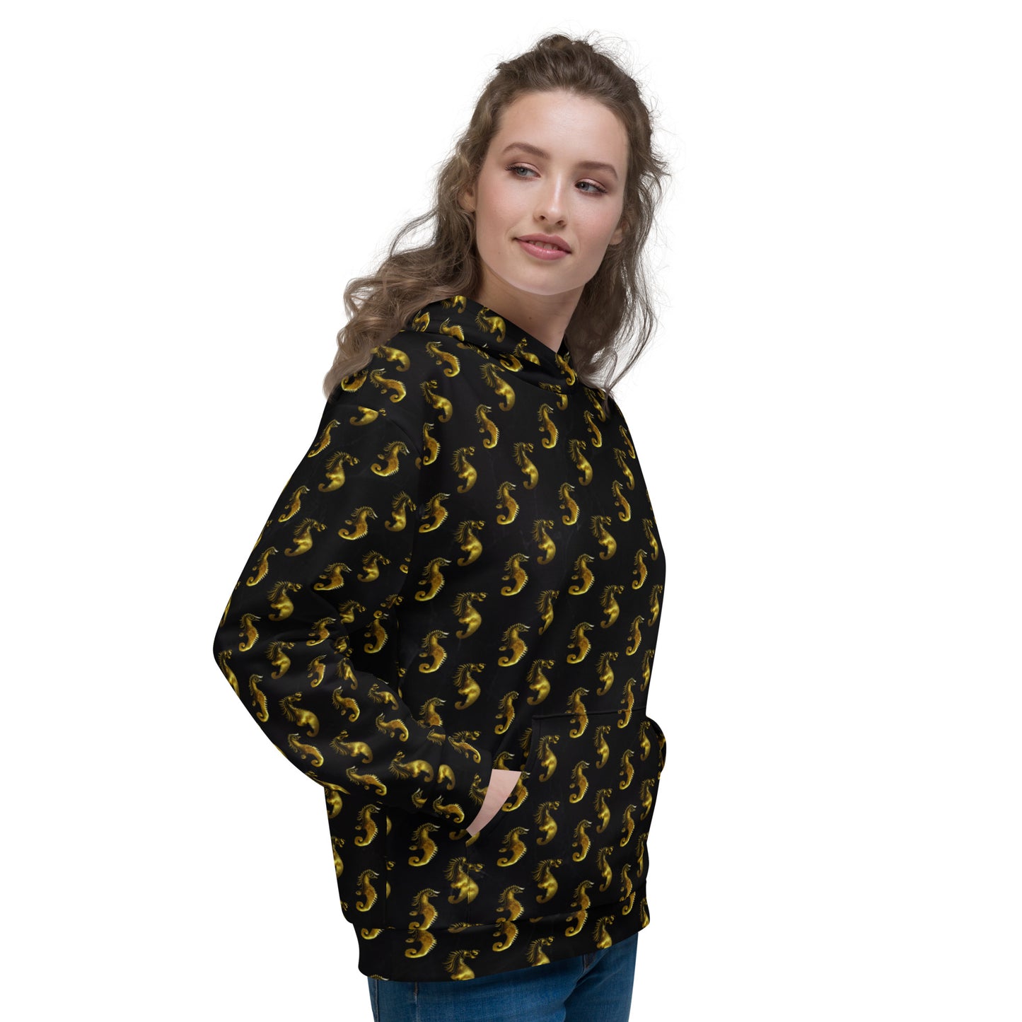 Gold Seahorse Unisex Designer Hoodie