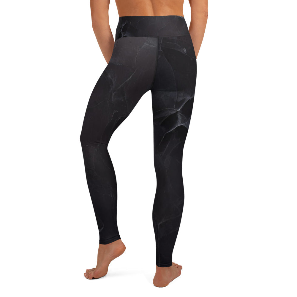 Black Slate Print Yoga Leggings For Women