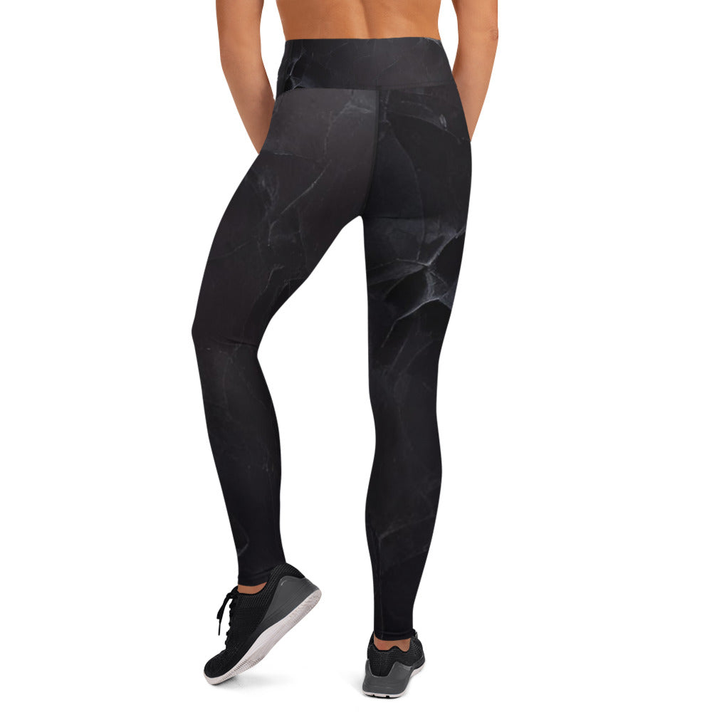 Black Slate Print Yoga Leggings For Women