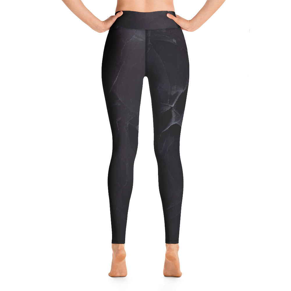 Black Slate Print Yoga Leggings For Women
