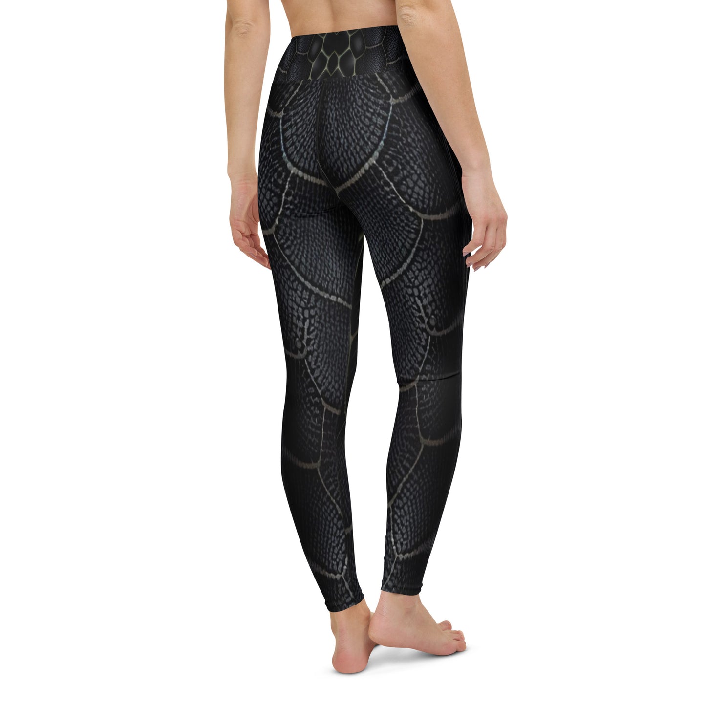 Black Mamba Snake Print Yoga Leggings For Women