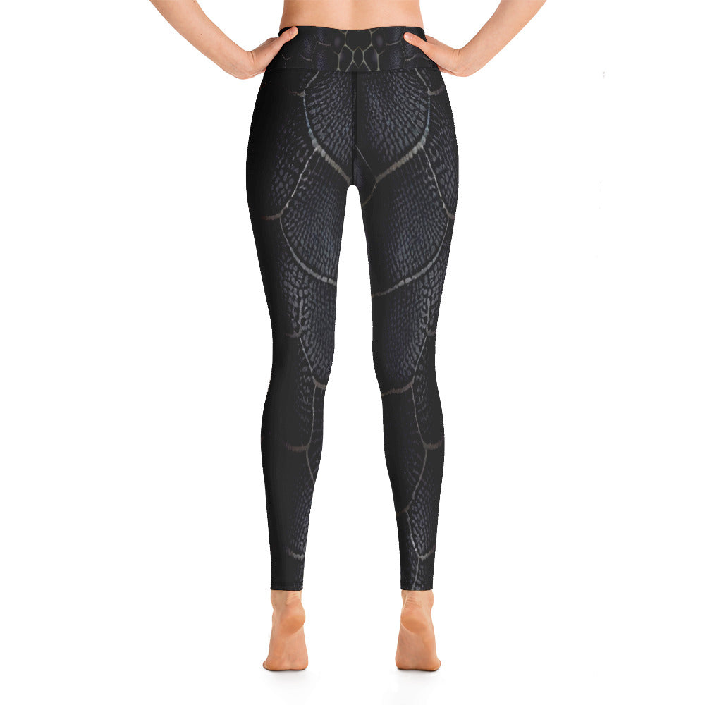 Black Mamba Snake Print Yoga Leggings For Women