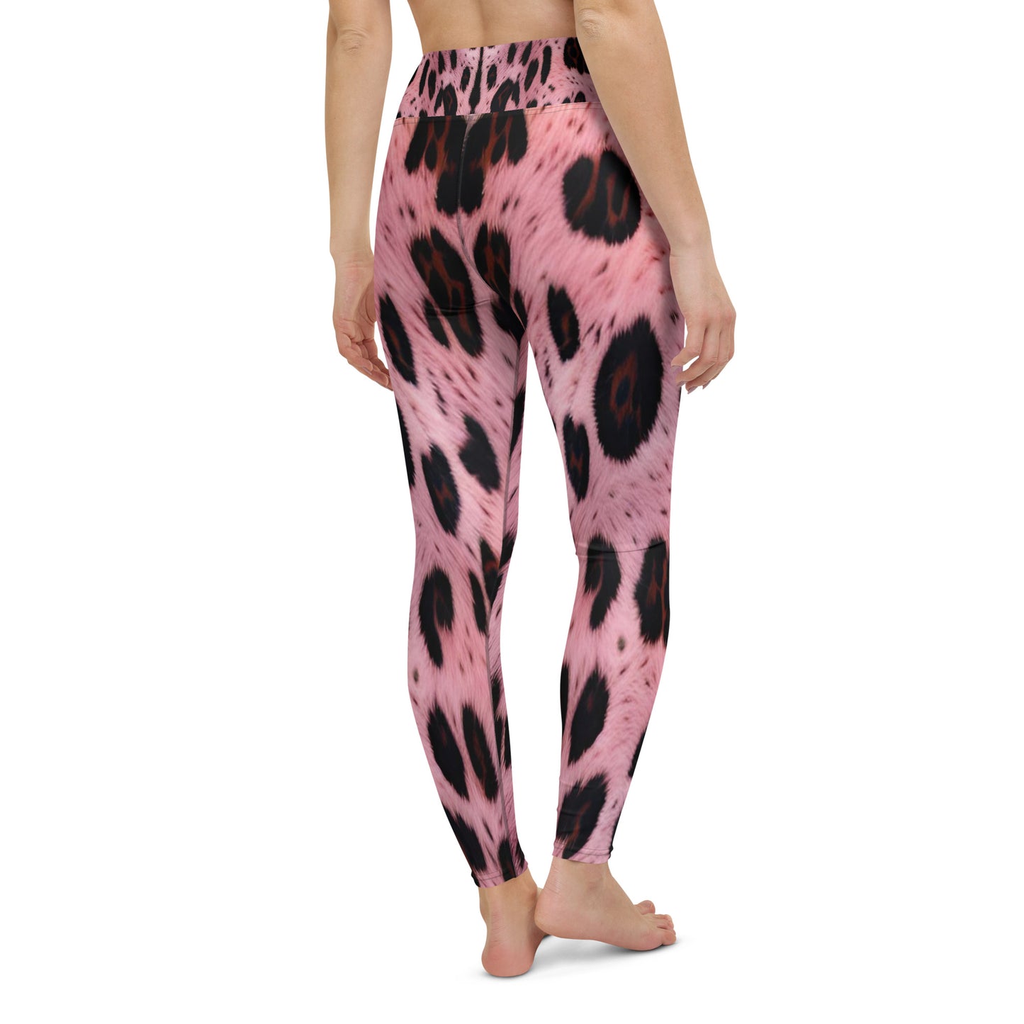 Pink Leopard Fur Print Yoga Leggings For Women