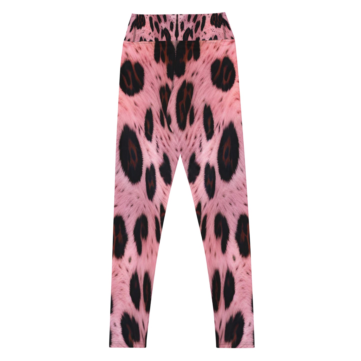 Pink Leopard Fur Print Yoga Leggings For Women
