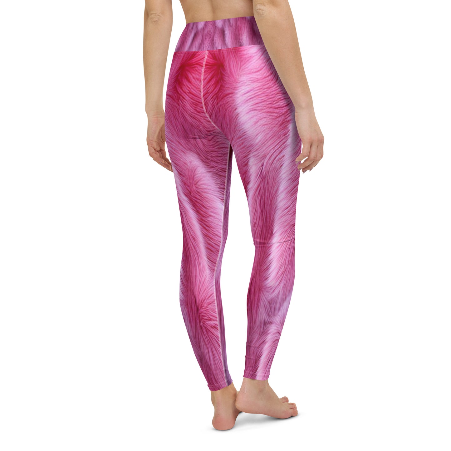 Pink Fluffy Fur Printed Yoga Leggings For Women