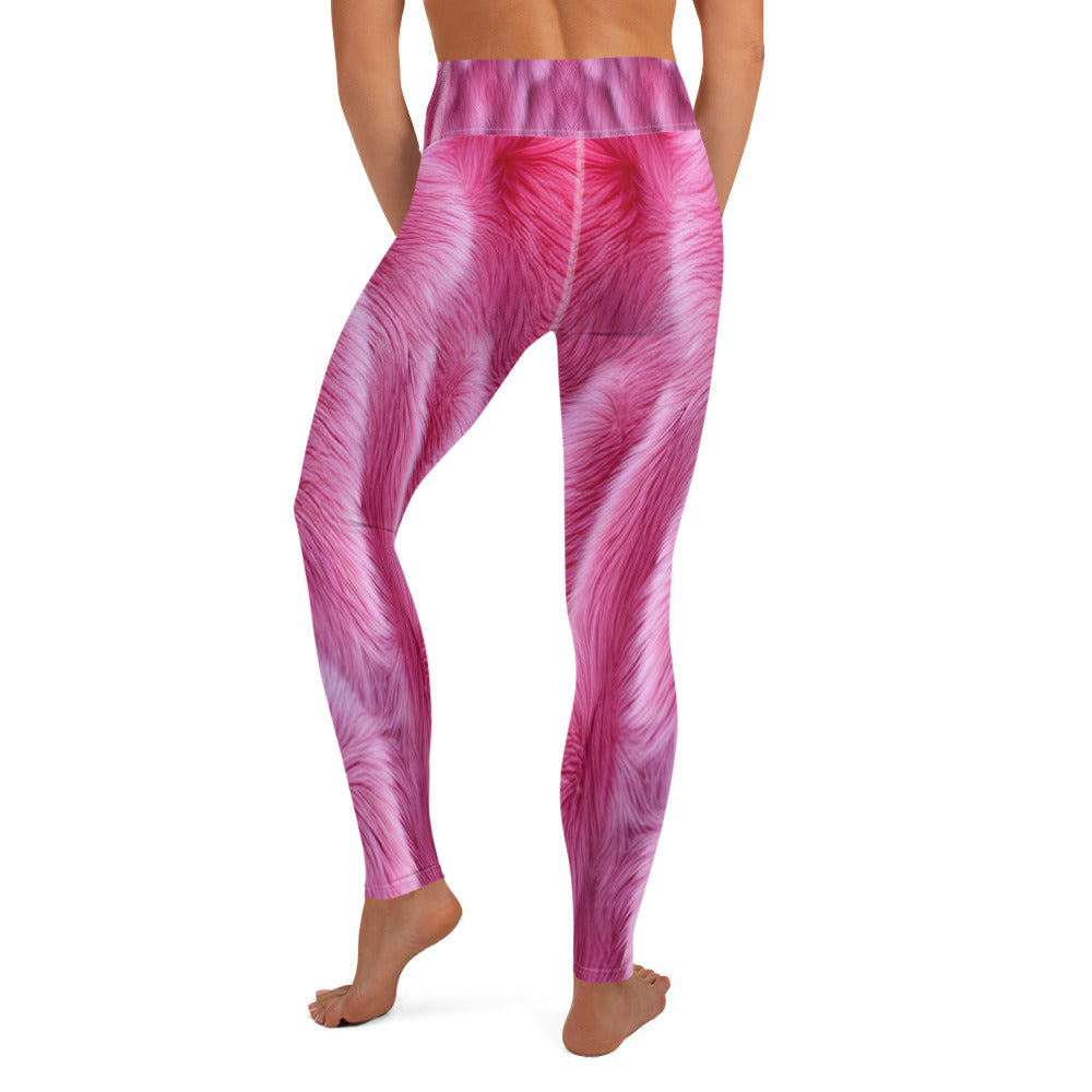Pink Fluffy Fur Printed Yoga Leggings For Women