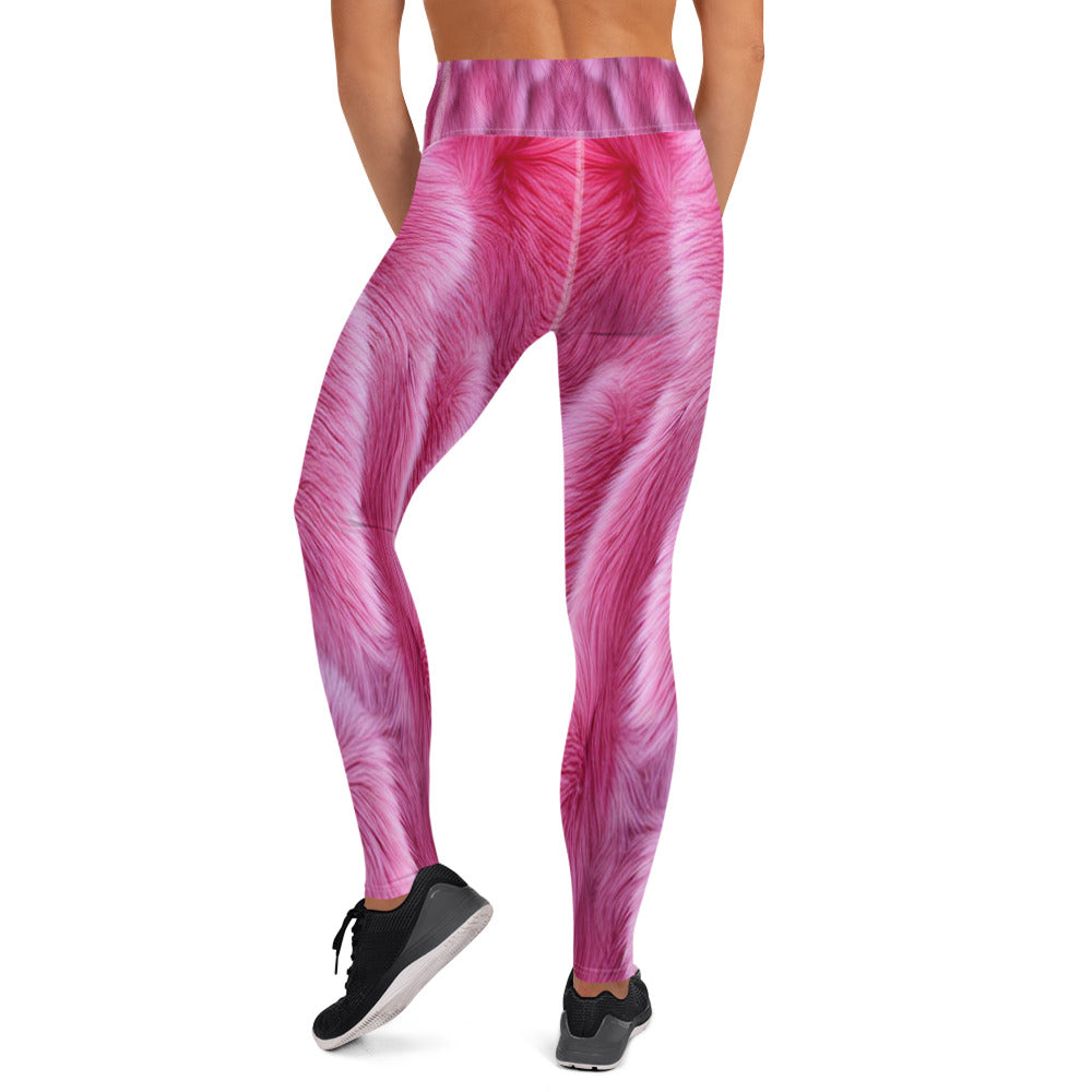 Pink Fluffy Fur Printed Yoga Leggings For Women