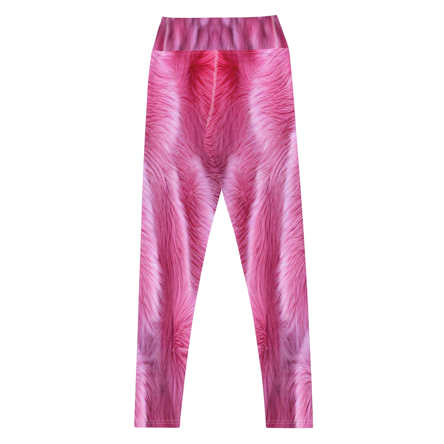Pink Fluffy Fur Printed Yoga Leggings For Women