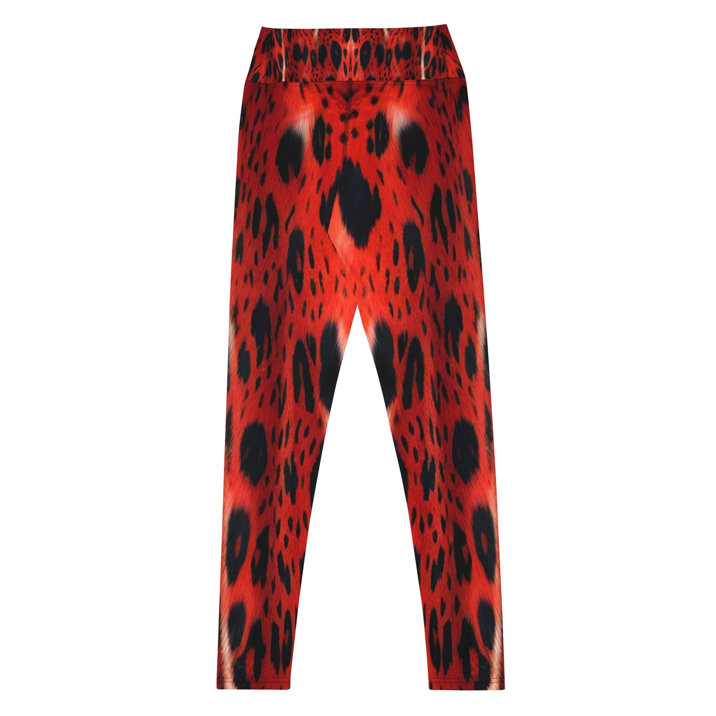 Red Leopard Fur Print Yoga Leggings For Women