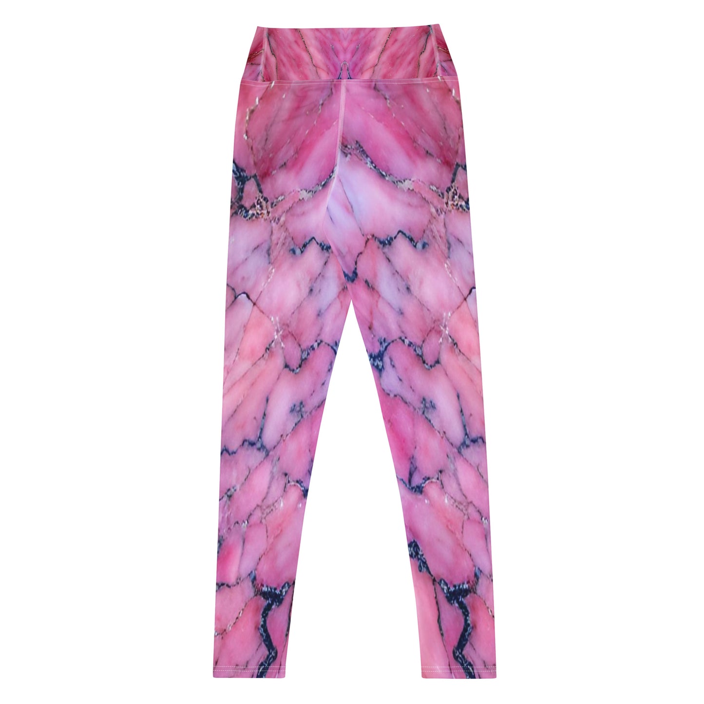 Pink Marble Printed Yoga Leggings For Women