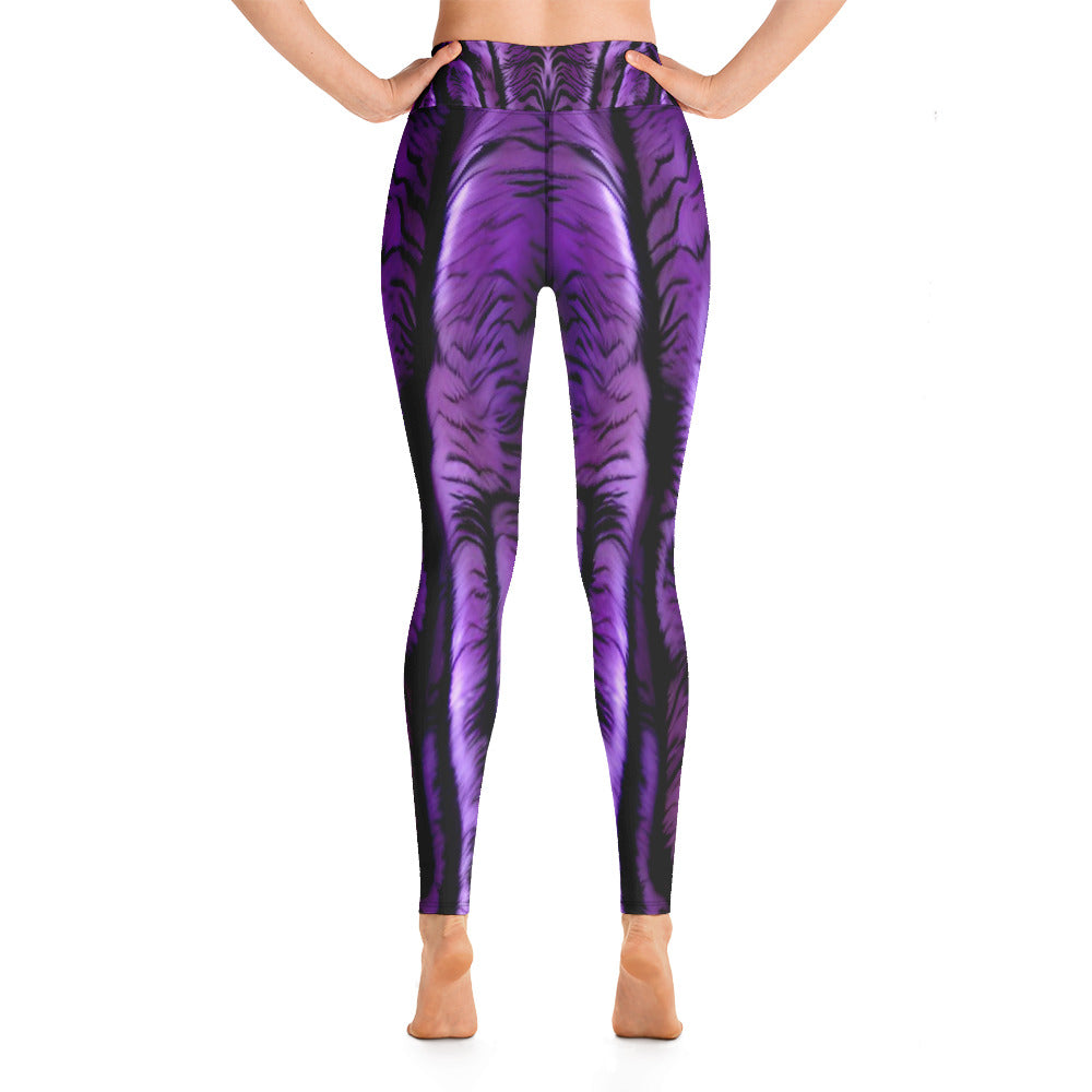 Purple Tiger Print Yoga Leggings For Women