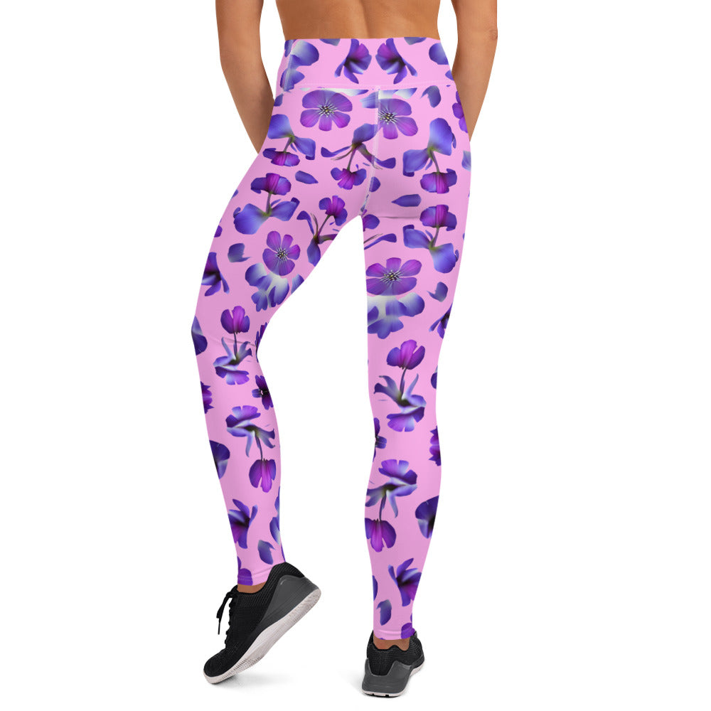 Violets Pattern Printed Yoga Leggings For Women