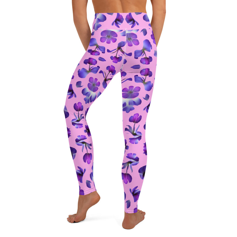 Violets Pattern Printed Yoga Leggings For Women